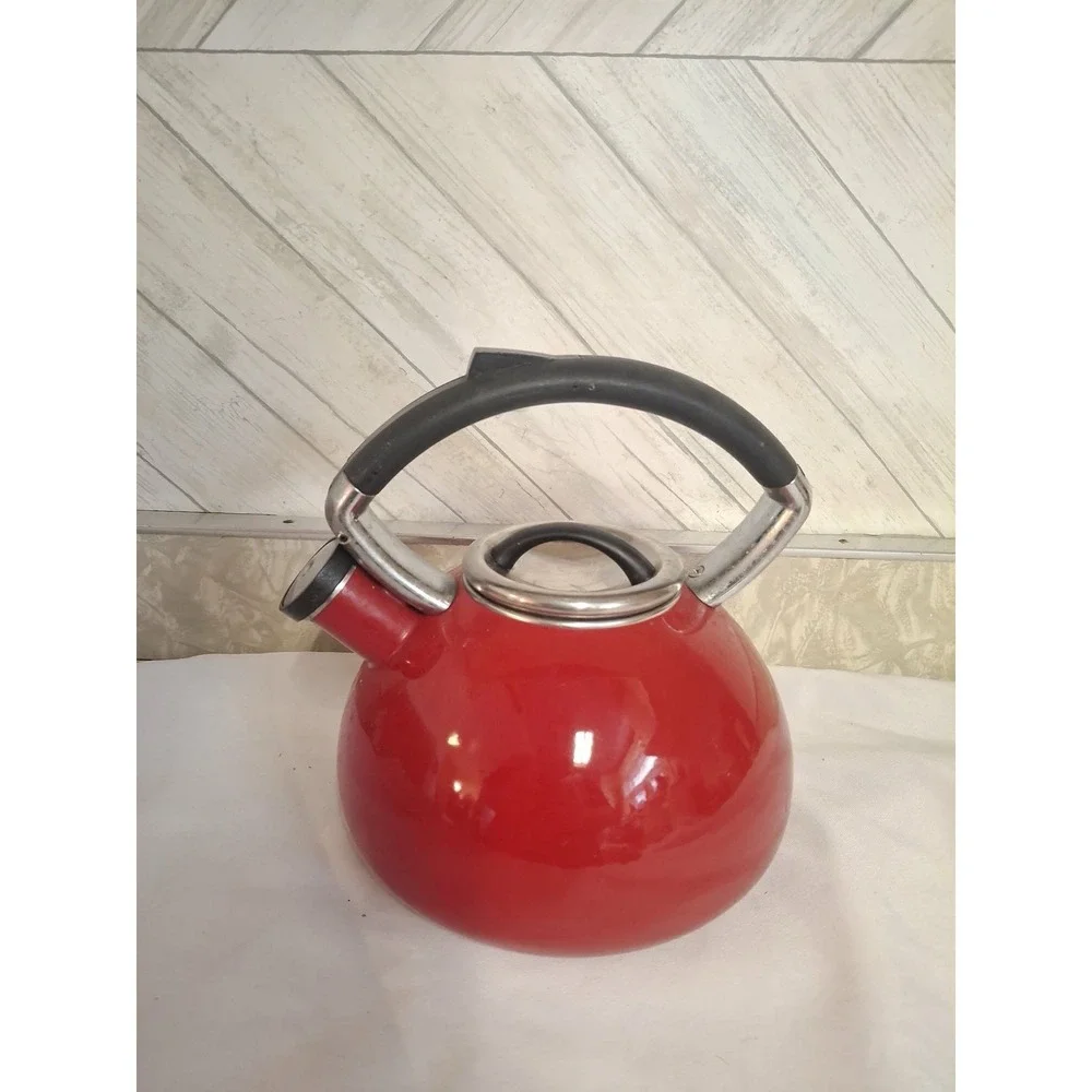 Teakettle Cherry 2.5 Quart Teakettle Red Enamel On Steel
